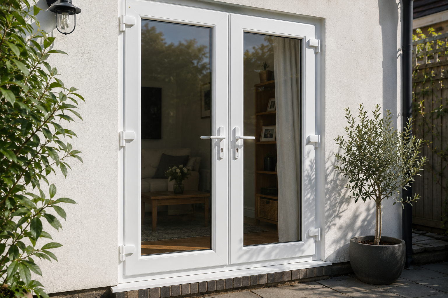 uPVC French doors opening onto a garden
