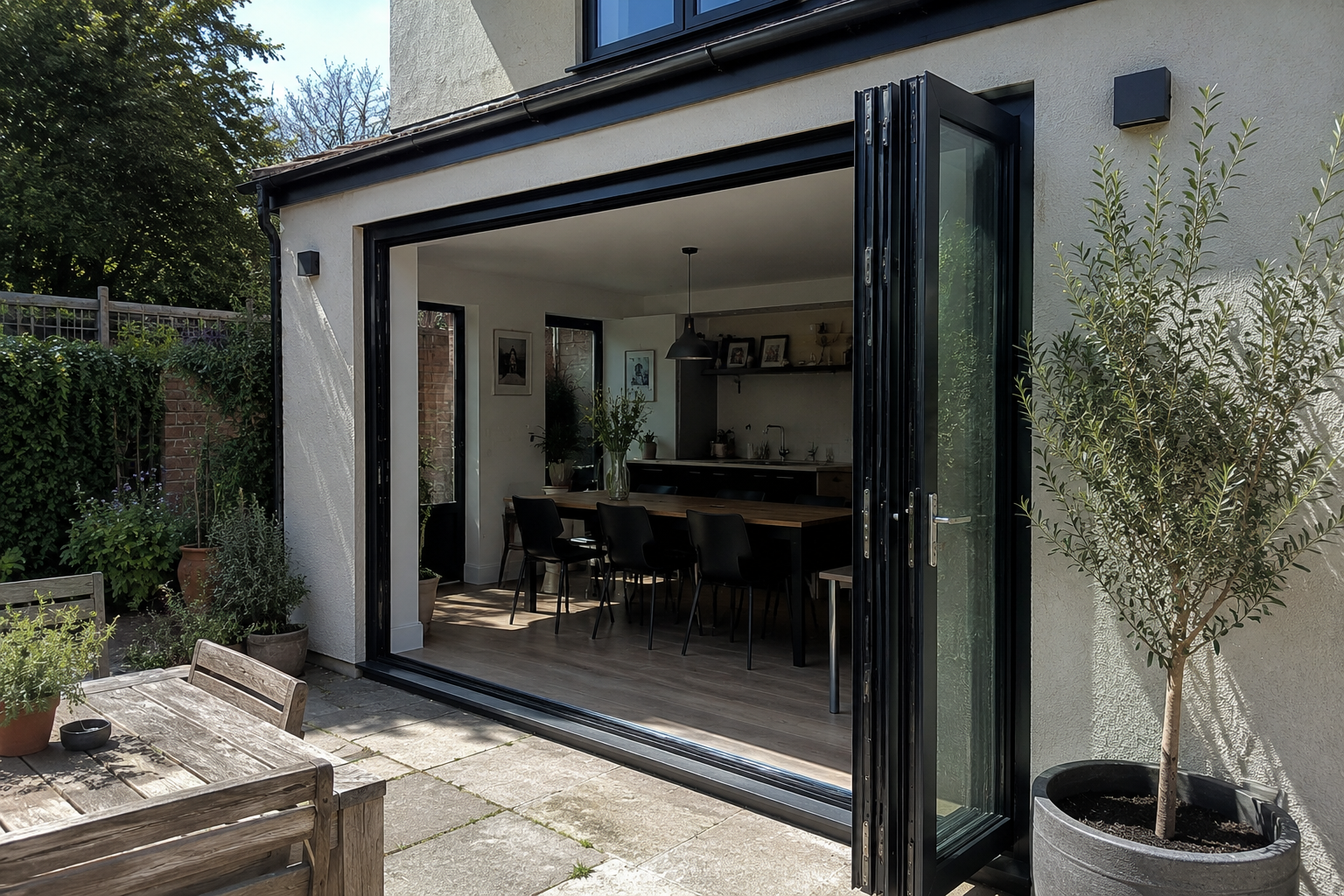 Aluminium bifold doors installed in a Sussex home
